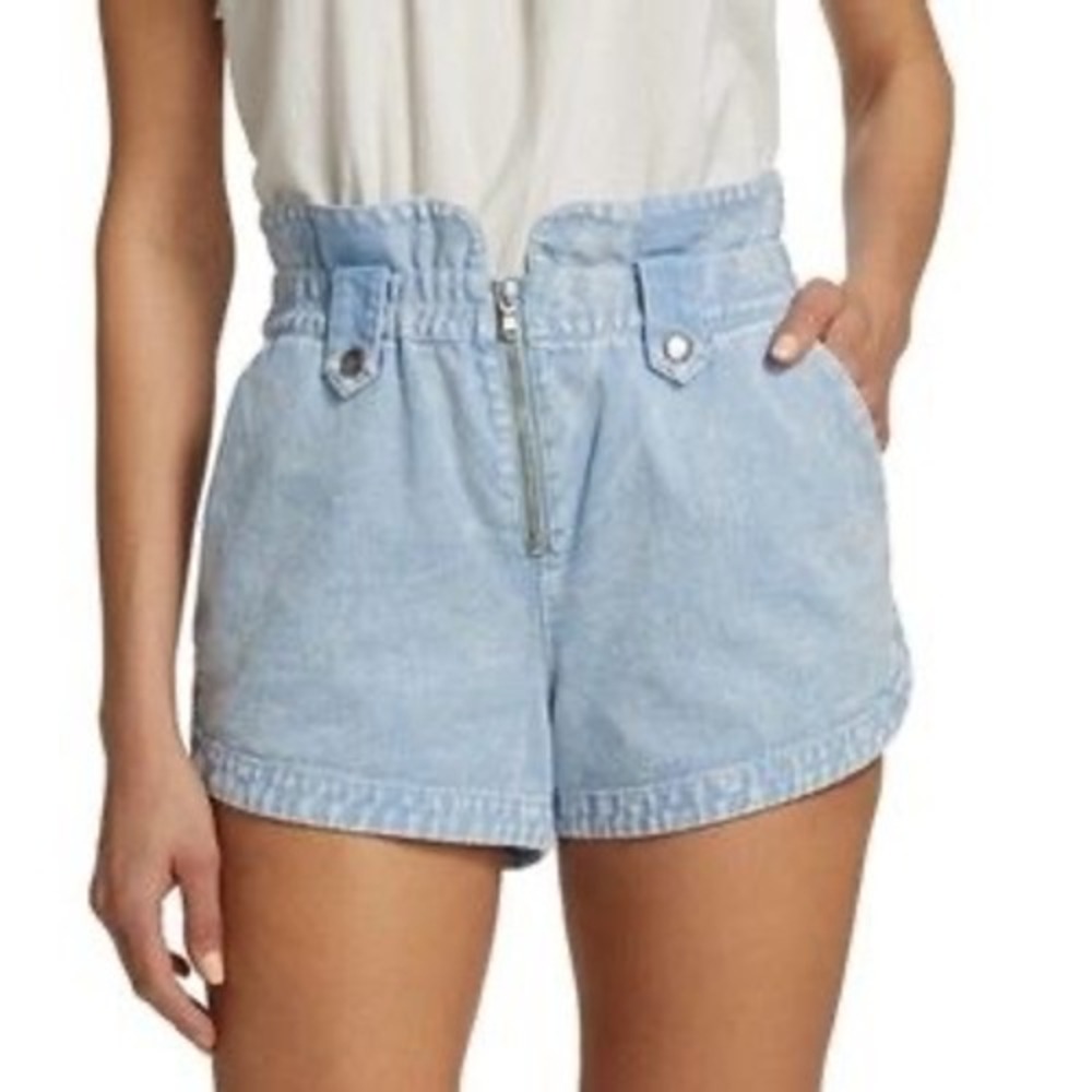 Sea New York Light Blue Denim Paperbag Waist Jean Shorts
